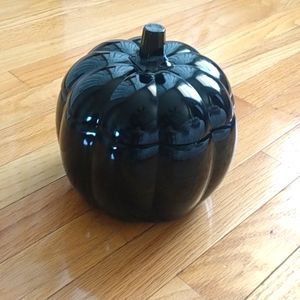 Pumpkin shaped glass jar